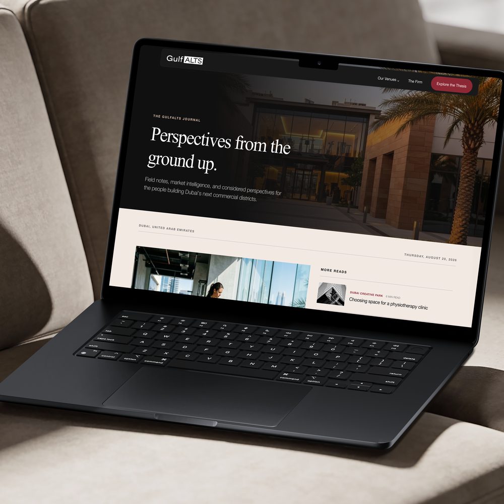 The Gulfalts journal page, “Perspectives from the ground up”, open on a laptop